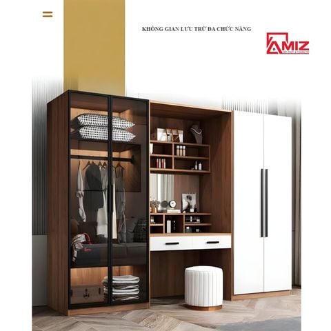 Tủ quần áo cao cấp AMIZ NỘI THẤT & TRANG TRÍ kết hợp bàn trang điểm Amiz-008