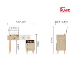 Bàn Trang Điểm Bằng Gỗ Phong Cách Bắc Âu AMIZ NỘI THẤT & TRANG TRÍ, AMIZ - 003