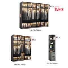 Tủ áo AMIZ NỘI THẤT & TRANG TRÍ cánh kính đẹp thời trang Amiz-004
