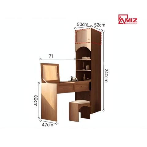 Tủ quần áo cao cấp AMIZ NỘI THẤT & TRANG TRÍ gỗ cánh kính liền bàn đa năng Amiz - Tqa007