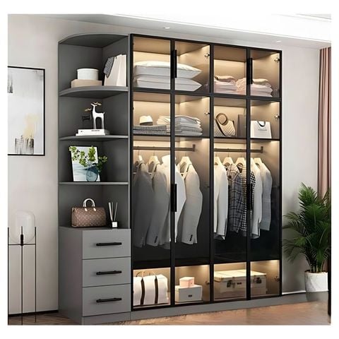 Tủ áo AMIZ NỘI THẤT & TRANG TRÍ cánh kính đẹp thời trang Amiz-004