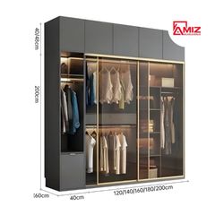 Tủ Quần Áo cao cấp AMIZ NỘI THẤT & TRANG TRÍ Cửa Kính Lùa Sang Trọng Tqa-133