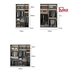 Tủ áo AMIZ NỘI THẤT & TRANG TRÍ cánh kính khung nhôm sang trọng Amiz-010