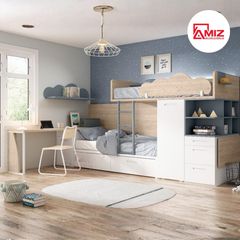 Giường Tầng Cao Cấp AMIZ NỘI THẤT & TRANG TRÍ, Thông Minh Đa Năng Cho Bé Gt009