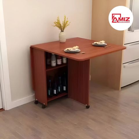 Bàn ăn thông minh xếp gọn có bánh xe không kèm ghế AMIZ NỘI THẤT & TRANG TRÍ - BAX01