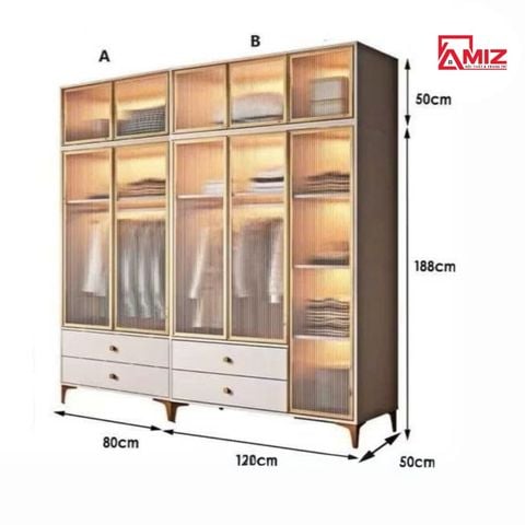 Tủ Quần Áo cao cấp AMIZ NỘI THẤT & TRANG TRÍ Nhôm Kính Hiện Đại Tqa-087