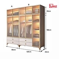 Tủ Quần Áo cao cấp AMIZ NỘI THẤT & TRANG TRÍ Nhôm Kính Hiện Đại Tqa-087