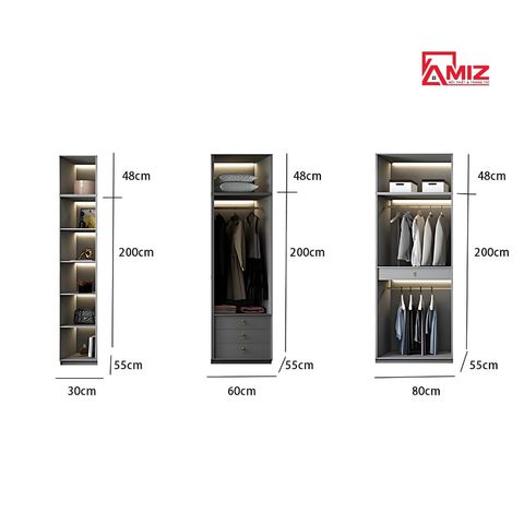 Tủ áo cao cấp AMIZ NỘI THẤT & TRANG TRÍ cánh kính khung nhôm sang trọng Amiz-002