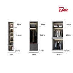 Tủ áo cao cấp AMIZ NỘI THẤT & TRANG TRÍ cánh kính khung nhôm sang trọng Amiz-002