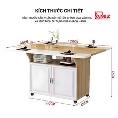 Bàn ăn thông minh xếp gọn có bánh xe AMIZ NỘI THẤT & TRANG TRÍ- BAX01