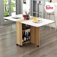 Bàn ăn thông minh xếp gọn có bánh xe không kèm ghế AMIZ NỘI THẤT & TRANG TRÍ - BAX01
