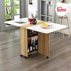 Bàn ăn thông minh xếp gọn có bánh xe không kèm ghế AMIZ NỘI THẤT & TRANG TRÍ - BAX01