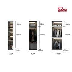 Tủ áo AMIZ NỘI THẤT & TRANG TRÍ cánh kính khung nhôm sang trọng Amiz-010