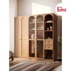 Tủ quần áo cao cấp AMIZ NỘI THẤT & TRANG TRÍ gỗ cánh kính liền bàn đa năng Amiz - Tqa007