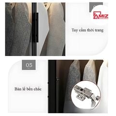 Tủ áo AMIZ NỘI THẤT & TRANG TRÍ cánh kính đẹp thời trang Amiz-004