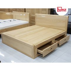 Giường Ngủ Gỗ Sồi 2 Ngăn Kéo ( Phản Quế )