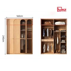 Tủ quần áo cao cấp AMIZ NỘI THẤT & TRANG TRÍ gỗ cánh kính liền bàn đa năng Amiz - Tqa007
