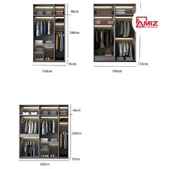 Tủ áo cao cấp AMIZ NỘI THẤT & TRANG TRÍ cánh kính khung nhôm sang trọng Amiz-002