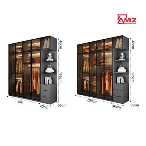 Tủ quần áo AMIZ NỘI THẤT & TRANG TRÍ hiện đại thiết kế tối giản Amiz-001