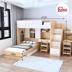Giường Tầng AMIZ NỘI THẤT & TRANG TRÍ Thông Minh Kết Hợp Bàn Học Gt295