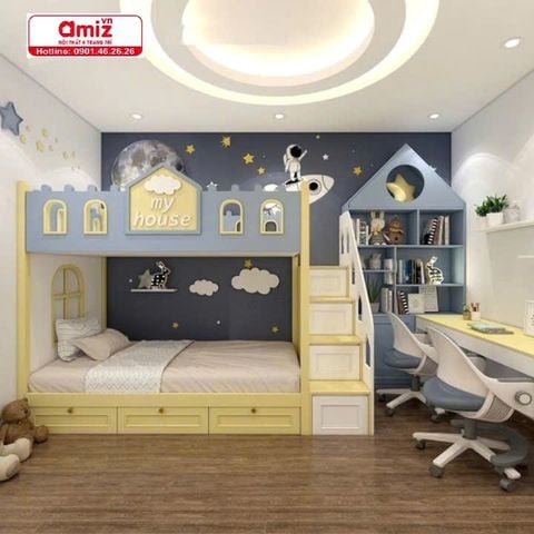 Combo Phòng Ngủ Cho Bé Trai  Tích Hợp Giường Tầng – BT50