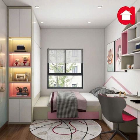 Thiết kế nội thất phòng ngủ bé gái hiện đại Amiz- BG002