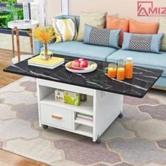 Bàn ăn thông minh xếp gọn có bánh xe không kèm ghế Amiz - BAX04