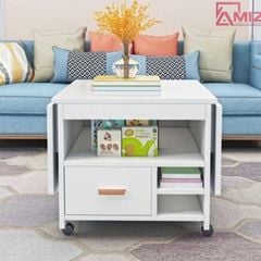 Bàn ăn thông minh xếp gọn có bánh xe không kèm ghế Amiz - BAX04