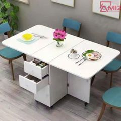 Bàn ăn thông minh xếp gọn có bánh xe không kèm ghế Amiz - BAX02