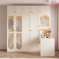 Combo tủ gỗ mdf cánh nhôm kính treo quần áo AMZI-018