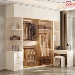 Combo tủ gỗ mdf cánh nhôm kính treo quần áo AMZI-018