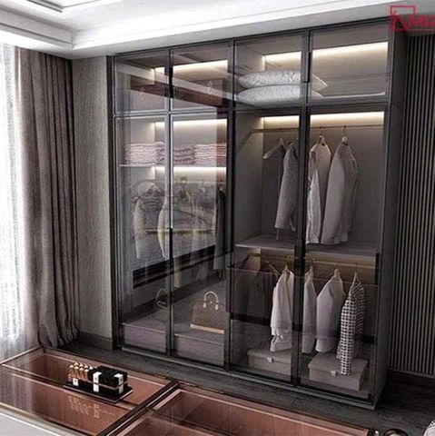 Tủ áo cánh kính khung nhôm sang trọng AMIZ-002