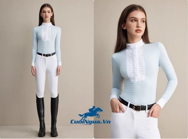 Áo thun polo cưỡi ngựa nữ phong cách quý tộc hoàng gia