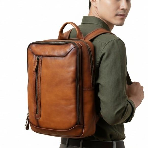  Balo Da Bò VEG Patina Nhập Khẩu RETRO Chứa Laptop Đa Chức Năng BPL172 