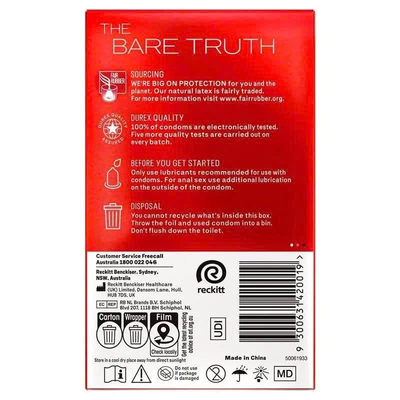 Bao Cao Su Siêu Mỏng Durex  Fetherlite Thin Feel Hộp 30 Cái
