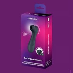 Satisfyer Pro 2 Generation 3 App Bluetooth Dark Grey - Máy Mát Xa Kích Thích Âm Vật Với Công Nghệ Thổi Khí MÀU ĐEN