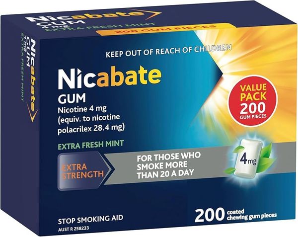 Kẹo Cao Su Cai Thuốc Lá Nicabate Gum Nicotine 4mg Hộp 200 Viên