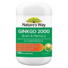 Viên uống hỗ trợ bổ não giảm đau nửa đầu Nature's Way Ginkgo Biloba 2000mg của Úc 120 viên