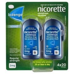 Viên Ngậm Cai Thuốc Lá Nicorette Cooldrops Nicotine Lozenge Icy Mint Nicotine 2mg Vị Bạc Hà Hộp 4 x 20 Viên