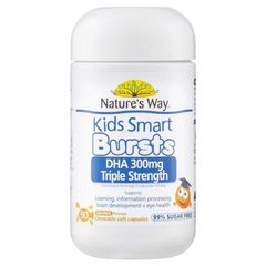 Viên nhai bổ sung DHA cho bé Nature’s Way Kids Smart Bursts DHA 300mg Triple Strength của Úc 50 viên