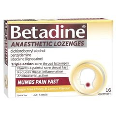 Viên Ngậm Giảm Đau Họng Betadine Anaesthetic Lozenges Hộp 16 Viên