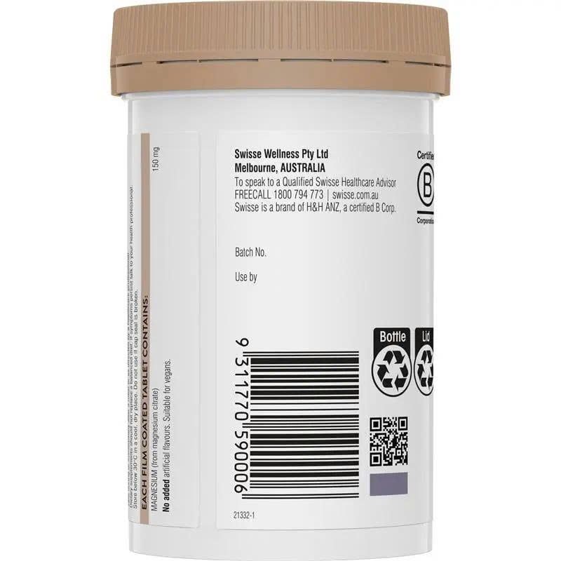 Viên Uống Bổ Sung Magie Swisse Ultiboost Magnesium Lọ 120 Viên