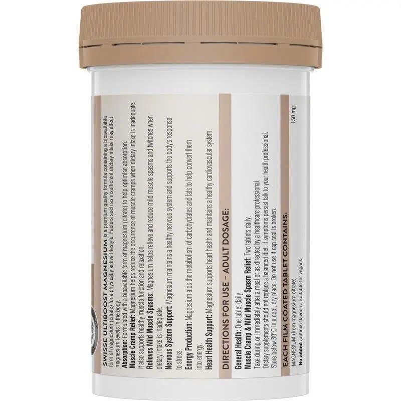 Viên Uống Bổ Sung Magie Swisse Ultiboost Magnesium Lọ 120 Viên