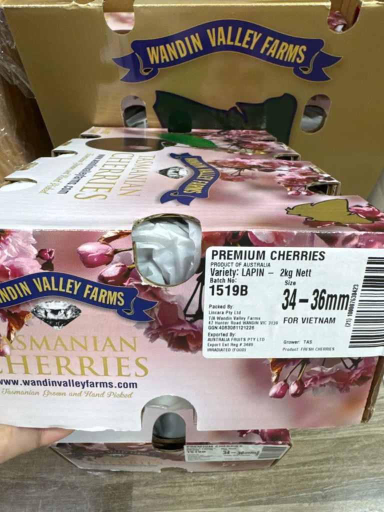 Cherry Tasmanian Wandin Valley Farms Size 34-36 Hộp 2kg
