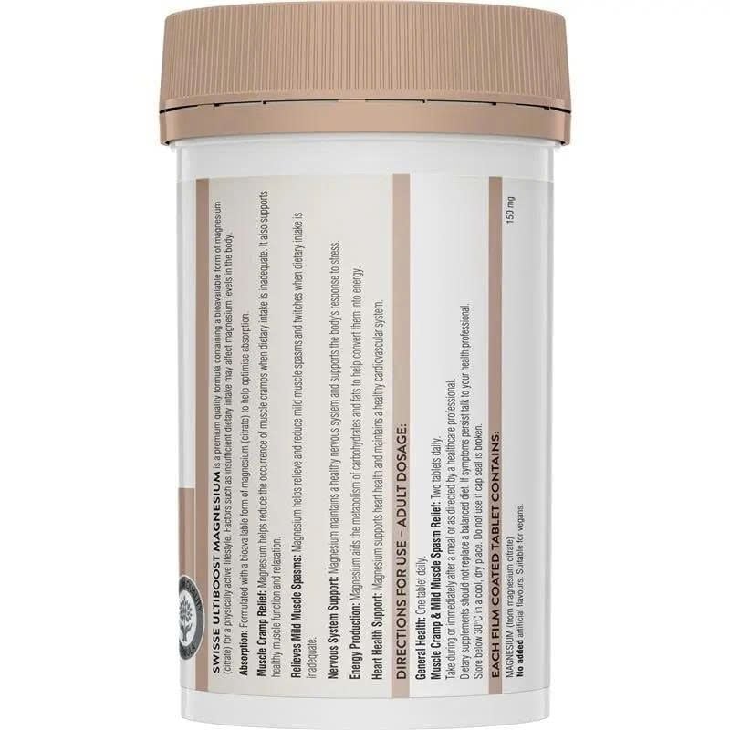 Viên Uống Bổ Sung Magie Swisse Ultiboost Magnesium Lọ 200 Viên
