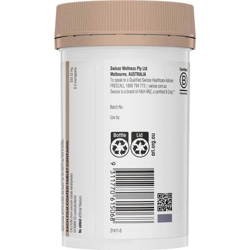 Viên Uống Bổ Sung Canxi + Vitamin D Swisse Calcium + Vitamin D Lọ 150 viên