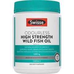 Dầu Cá Không Mùi Hàm Lượng Cao Swisse Ultiboost Odourless High Strength Wild Fish Oil 1500mg Lọ 200 Viên