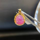  PC063 MẶT HỒ LY RUBY VIỀN VÀNG 