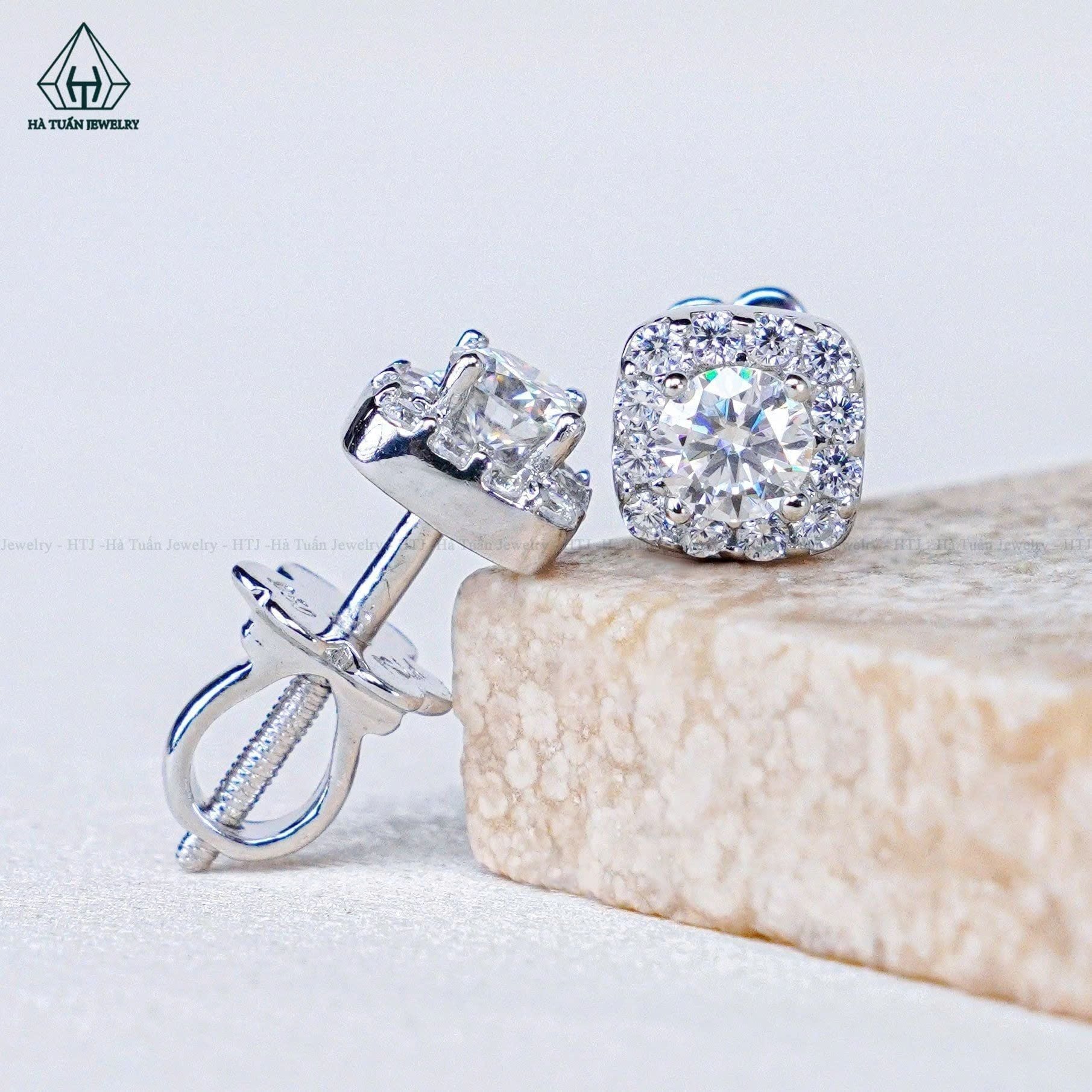  EX014 4.5mm Bông tai hoa viền vuông 