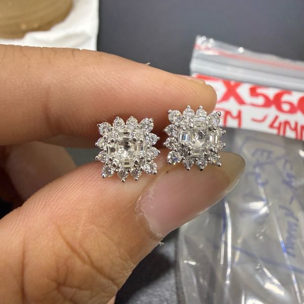  EX566 FULLMOIS 4mm Bông tai vuông 12 cánh nhọn 